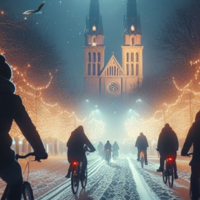 Pedalea en la ciclovía nocturna de Bogotá Pedalea en la ciclovía nocturna de Bogotá